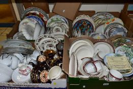 FOUR BOXES OF CERAMIC DINNERWARES ETC, to include an eleven piece Lingard Imari pattern part tea