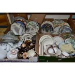 FOUR BOXES OF CERAMIC DINNERWARES ETC, to include an eleven piece Lingard Imari pattern part tea