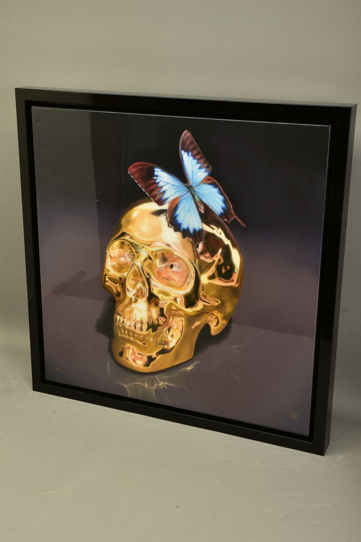RORY HANCOCK (BRITISH 1987) 'BUTTERFLY KISS' a signed limited edition box canvas print of a skull - Image 5 of 10