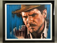 PETE HUMPHREYS (BRITISH CONTEMPORARY), 'HARRISON FORD' a portrait as the Indiania Jones character,