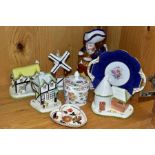 A GROUP OF COALPORT BUILDINGS AND OTHER CERAMIC WARES, comprising Coalport The Oast House (one