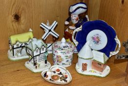 A GROUP OF COALPORT BUILDINGS AND OTHER CERAMIC WARES, comprising Coalport The Oast House (one