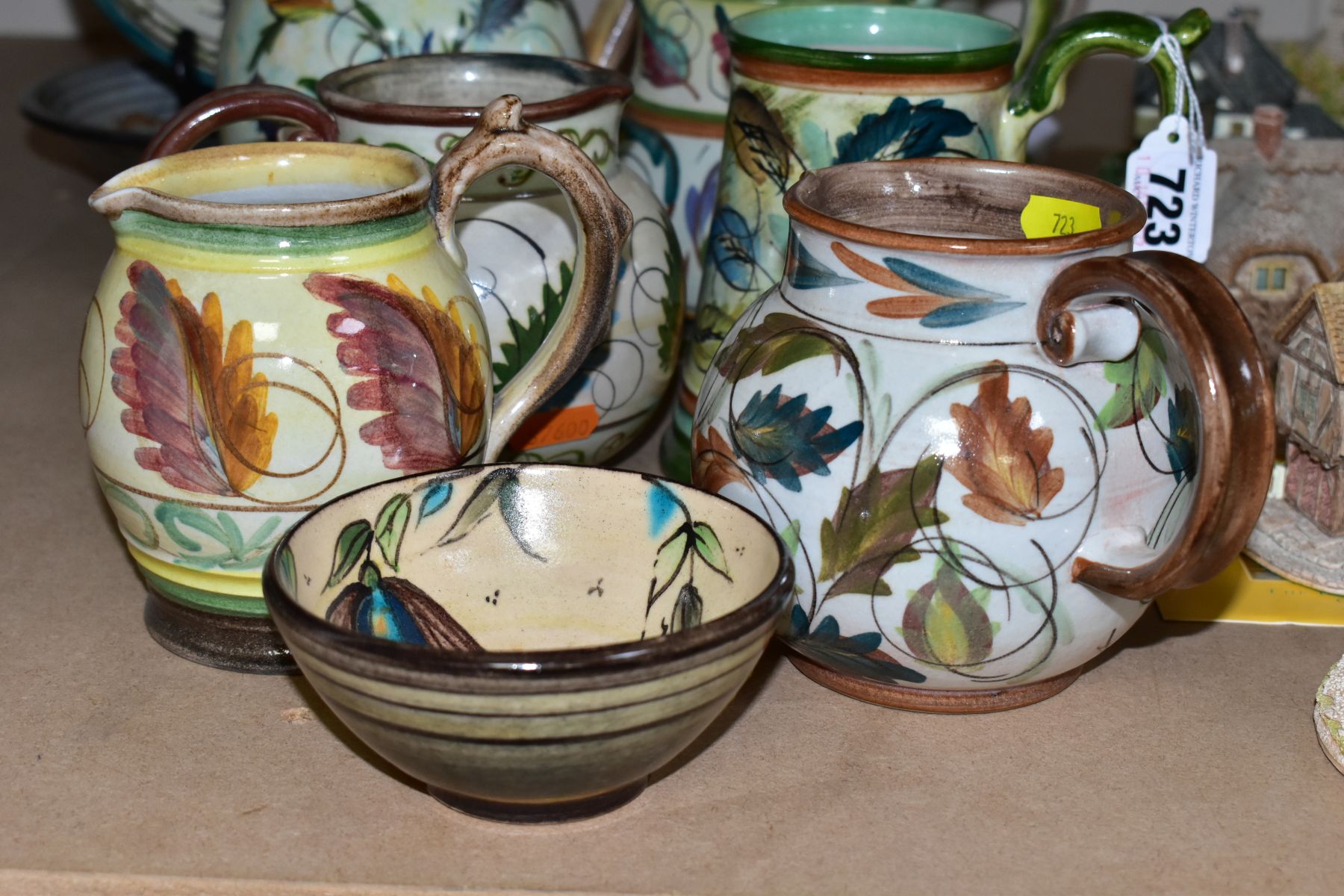 GLYN COLLEDGE (1922-2000) A COLLECTION OF HAND PAINTED CERAMICS, to include two tankards, five water - Image 2 of 4