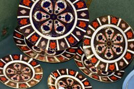 SIX ROYAL CROWN DERBY 'OLD IMARI' 1128 PATTERN PLATES IN THREE SIZES, all seconds, comprising a pair