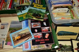 FIVE BOXES OF MOSTLY RAILWAY RELATED BOOKS, MAGAZINES AND EPHEMERA ETC, to include Ian Allen ABC
