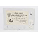 A BANK OF ENGLAND PEPIATT WHITE FIVE POUND BANKNOTE, Slight trace that it was once folded vf/ef