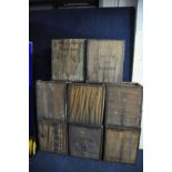 EIGHT VINTAGE TEA CHESTS 51cm x width 40cm x depth 60cm height in distressed condition