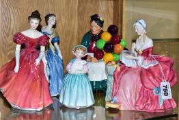 FIVE ROYAL DOULTON FIGURES, comprising 'Penelope' HN1901, 'The Old Balloon Seller' HN1315, '