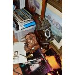 SUNDRIES, two boxes and loose comprising eighteen framed or unframed prints, two ornate wall