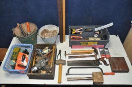 THREE TRAYS OF TOOLS to include various woodworking tools hammers, chisels, saws, files, drill bits,