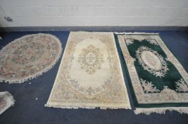 SEVEN VARIOUS CHINESE RUGS, of various sizes and shapes, largest rug size 190cm x 123cm and a