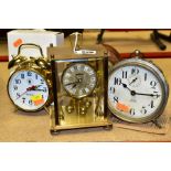 FOUR MANUAL WIND CLOCKS COMPRISING A KERN & SOHNE 400 DAY ANNIVERSARY CLOCK, vintage Westclox Big