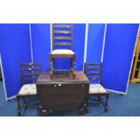 A PRIORY OAK GATE LEG TABLE and three chairs (4)