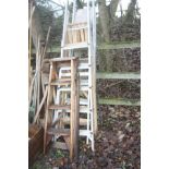 TWO WOODEN AND TWO ALUMINIUM STEP LADDERS the longest being 190cm