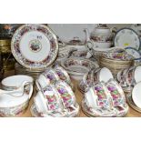 A FIFTY SIX PIECE SPODE PROVENCE DINNER SERVICE, with fruit and floral pattern comprising a meat