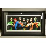 ALEX ROSS (AMERICAN CONTEMPORARY) 'ORIGINAL SEVEN' portraits of Green Lantern, Flash, Superman,