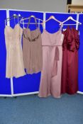THREE SIZE TWENTY TWO AND ONE SIZE THIRTY EVENING/PROM/BRIDESMAID DRESSES , comprising mahogany (