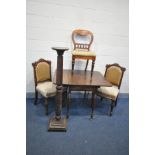 A GEORGIAN MAHOGANY PEMBROKE TABLE with turned legs terminating in four brass cup casters, one