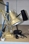 A MID 20TH CENTURY HERBERT TERRY ANGLEPOISE LAMP AND A MODERN ADJUSTABLE DESK LAMP, comprising a