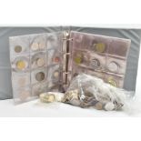 A BAG AND A SMALL ALBUM OF WORLD MAINLY 20TH CENTURY COINS