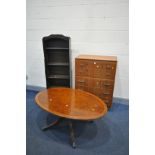 AN MID CENTURY TEAK CHEST OF FIVE LONG DRAWERS width 74cm depth 42cm and height 105cm (some damage