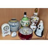 A SMALL GROUP OF CERAMICS, comprising a Chinese blue and white ginger jar, height 15.5cm (missing