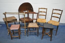 A QUANTITY OF OCCASSIONAL FURNITURE including a Georgian corner Washstand , an early 20th Century