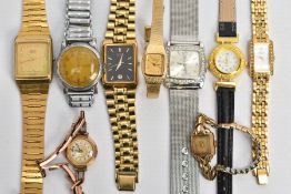 A SELECTION OF LADYS AND GENTLEMENS FASHION WRISTWATCHES, nine watches in total, to include a lady's