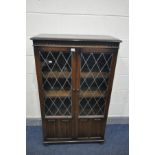 A PRIORY OAK LEAD GLAZED BOOKCASE, width 81cm x depth 36cm x height 133cm