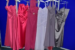 SIX SIZE FOURTEEN EVENING/PROM/BRIDESMAID DRESSES , comprising a lavender Alfred Angelo dress,