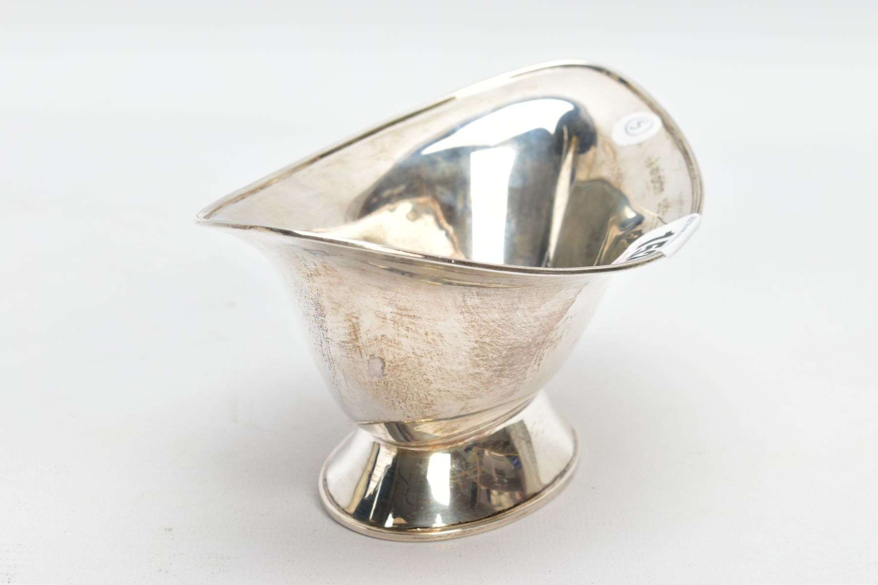 A SILVER BONBON DISH, of a navette form, plain polished design on a raised oval base, hallmarked ' - Image 3 of 6