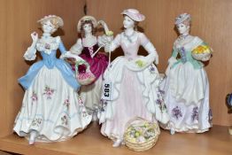 FOUR COALPORT COMPTON & WOODHOUSE LIMITED EDITION 'CRIES OF LONDON' LADY FIGURES SCULPTED BY JOHN