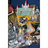A GEE BEE TOYS WOODEN CASTLE, not complete, playworn condition, with a quantity of playworn assorted