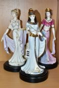 THREE LIMITED EDITION COALPORT FIGURINES, comprising Cleopatra 4161/9500, Helen of Troy 2032/9500