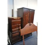 A STAG MINSTRAL DOUBLE DOOR WARDROBE, width 96cm x depth 61cm x height 178cm, two Meredew Bedside