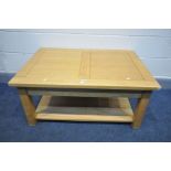 A 'HALO LIVING' LIGHT OAK COFFEE TABLE, width 101cm x depth 70cm x height 47cm