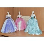 THREE COALPORT COMPTON & WOODHOUSE LIMITED EDITION LADY FIGURES DESIGNED BY ELIZABETH EMANUEL AND