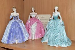 THREE COALPORT COMPTON & WOODHOUSE LIMITED EDITION LADY FIGURES DESIGNED BY ELIZABETH EMANUEL AND