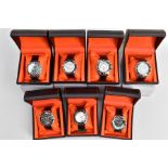 SEVEN GENTLEMENS 'WINGMASTER' QUARTZ WRISTWATCHES, of various styles and designs, each with an