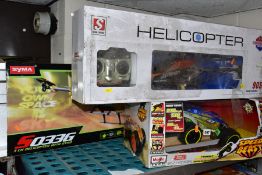 A BOXED SYMA RADIO CONTROLLED HELICOPTER, NO.S033G, with a boxed Double Horse radio controlled