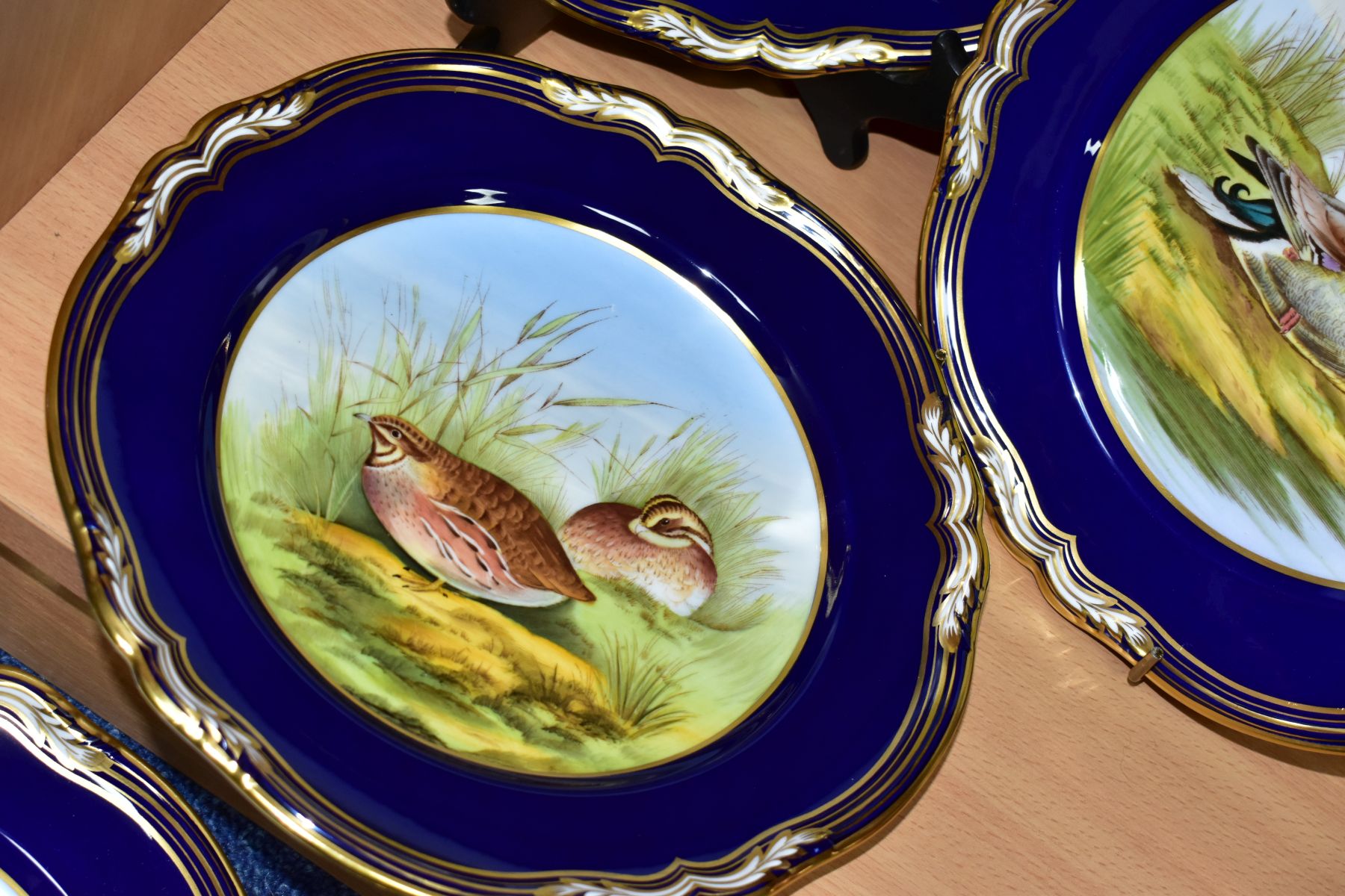 A SET OF SIX SPODE GAME BIRDS PLATES, hand painted by J Woby, V Burndred and L Casewell, - Image 6 of 7