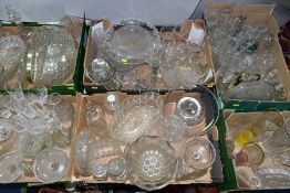 SIX BOXES OF ASSORTED GLASSWARES ETC, to include a small Whitefriars style controlled bubble bowl in