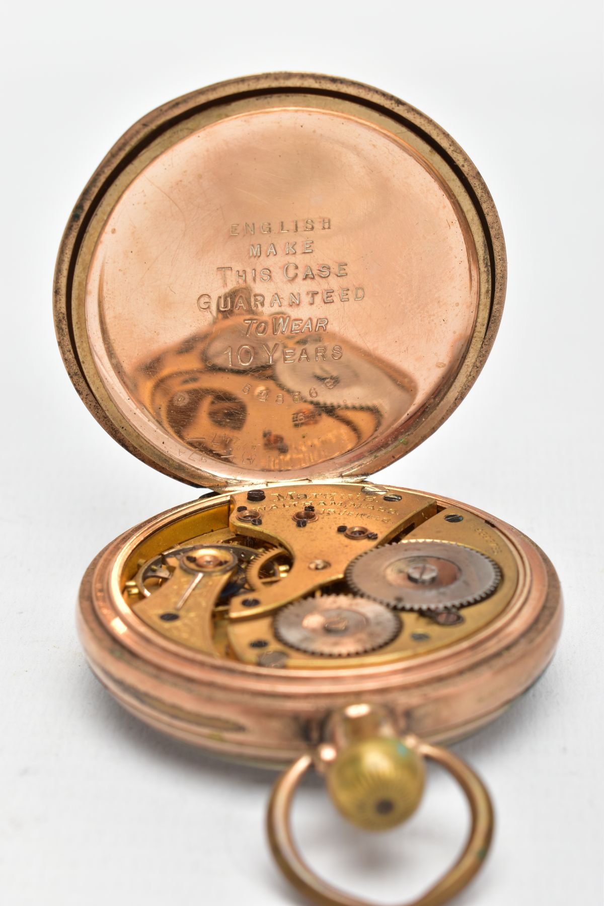 A WALTHAM POCKET WATCH, gold-plated pocket watch with a round white dial signed 'Waltham', black - Bild 4 aus 5