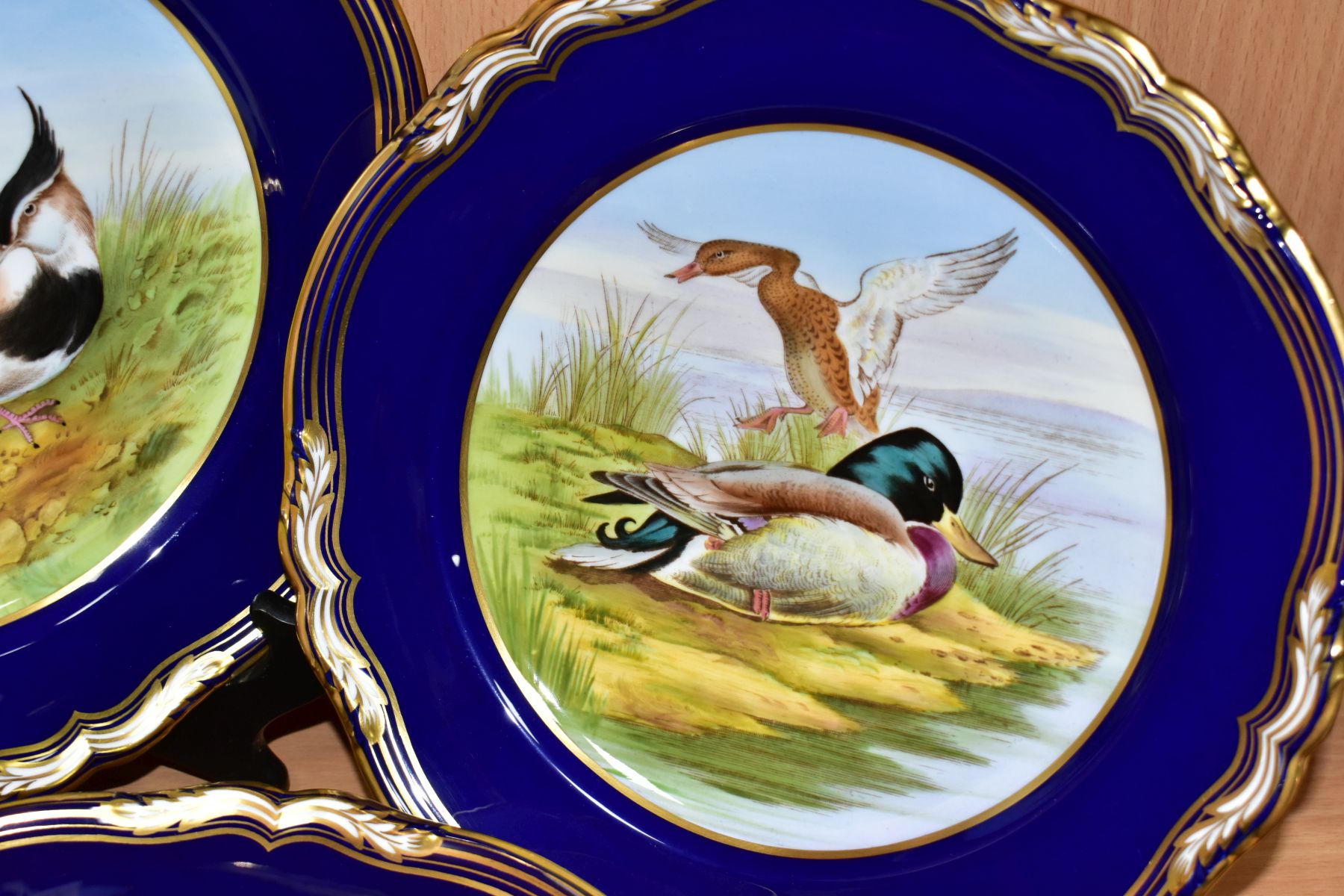 A SET OF SIX SPODE GAME BIRDS PLATES, hand painted by J Woby, V Burndred and L Casewell, - Image 3 of 7