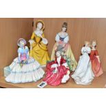 SIX ROYAL DOULTON LADY FIGURES, comprising 'Lydia' HN1908, 'Alexandra' HN3286, 'Sandra' HN2275, '