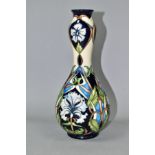 A MOORCROFT COLLECTORS CLUB 2005 CENTAUREA PATTERN VASE, of double gourd form, impressed and painted