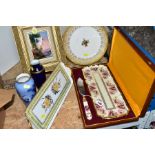 LIMOGES DECORATIVE PORCELAIN ETC, comprising a Michel Betourne framed plaque depicting a landscape