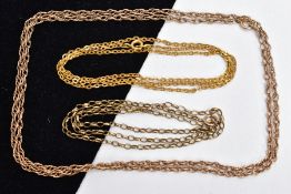 THREE CHAIN NECKLACES, to include two belcher link chains and one Prince of Wales chain, all with