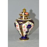 A ROYAL CROWN DERBY IMARI SMALL JAR AND COVER, the jar of inverted baluster form, date code for