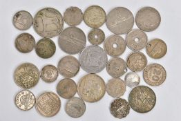 A SMALL QUANTITY OF MIXED WORLD COINS, included are coins of silver .925 to .500